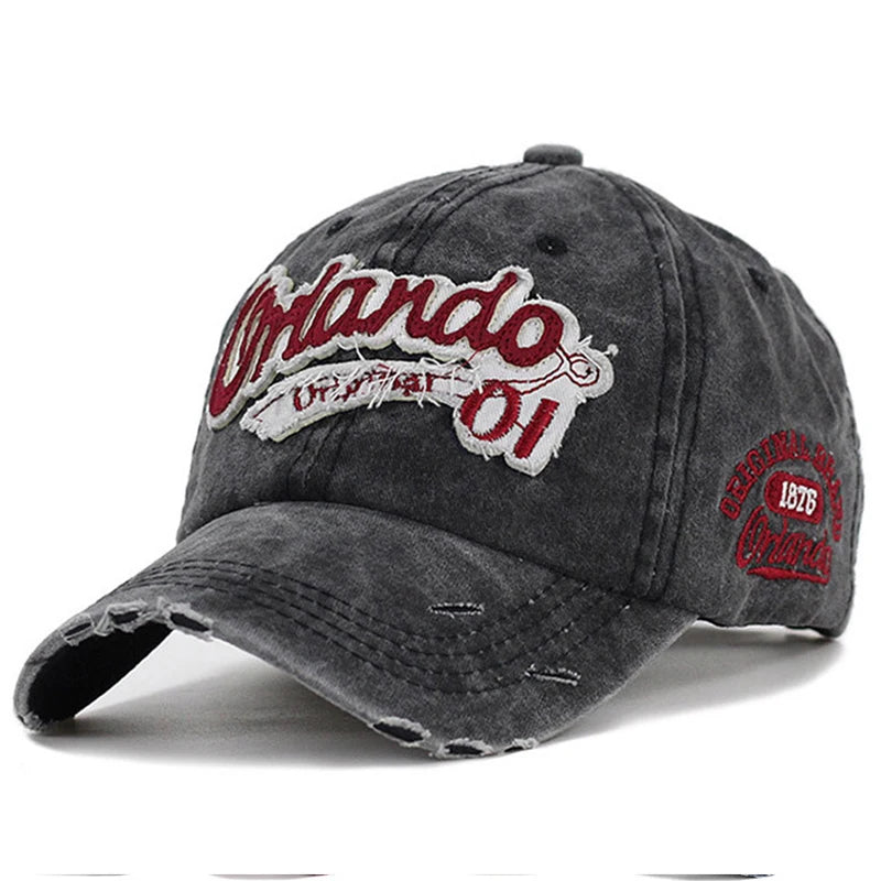 Washed Denim Old Fabric Curved Brim Peaked Hat Female Letter Embroidered Baseball Cap Couple Hip-hop Hat Male