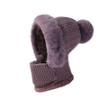 Women Winter Beanie Hats One-Piece Fleece Lined Knit Balaclavas Mask Set Skull Neck Circle Scarf Ski Snow Hat Cap With Pompom
