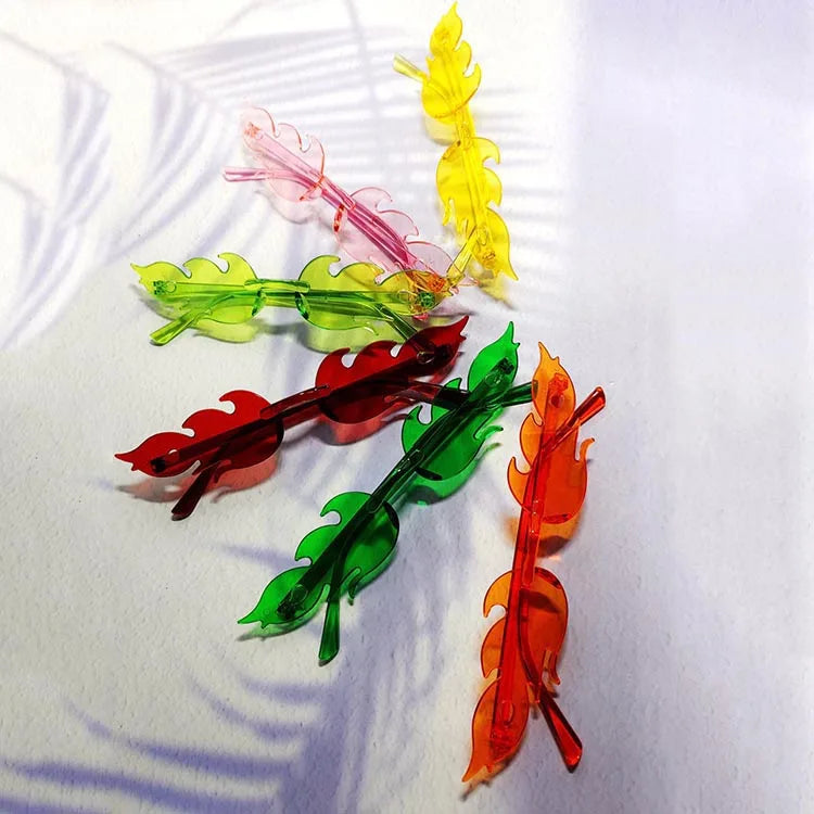 Frameless Fire Flame Sunglasses Trendy Rimless One Piece Sun Glasses Brand Designer Shades Candy Color Party Eyewear Event