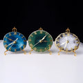 Wholesale Mix Natural Agate / Labradorite / Ammonite fossil Slices Desk Clock Stone Digital Clock Wall Alarm Clock with Box