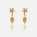 2024 Dazan New Winer HOT 18k Gold Plated Hypoallergenic Stainless Steel Vintage Ocean Natural Freshwater Pearl Starfish Earrings