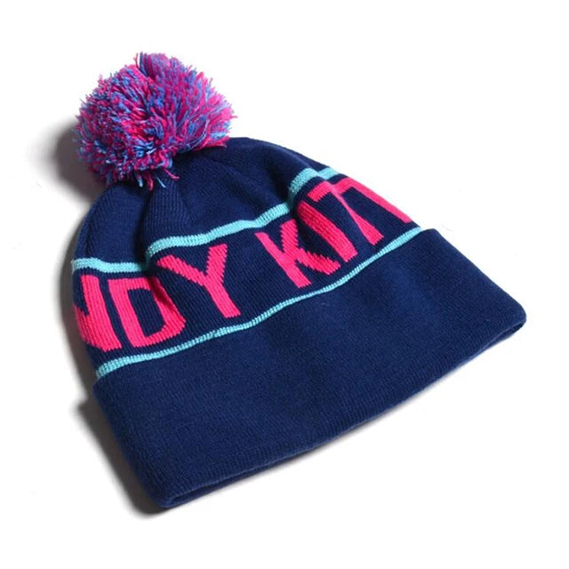 Custom Logo Trendy High Quality Acrylic Warm Winter Hats Caps Plain Dyed Skullies Pom Pom Knitted Beanie 3D Embroidery Letter