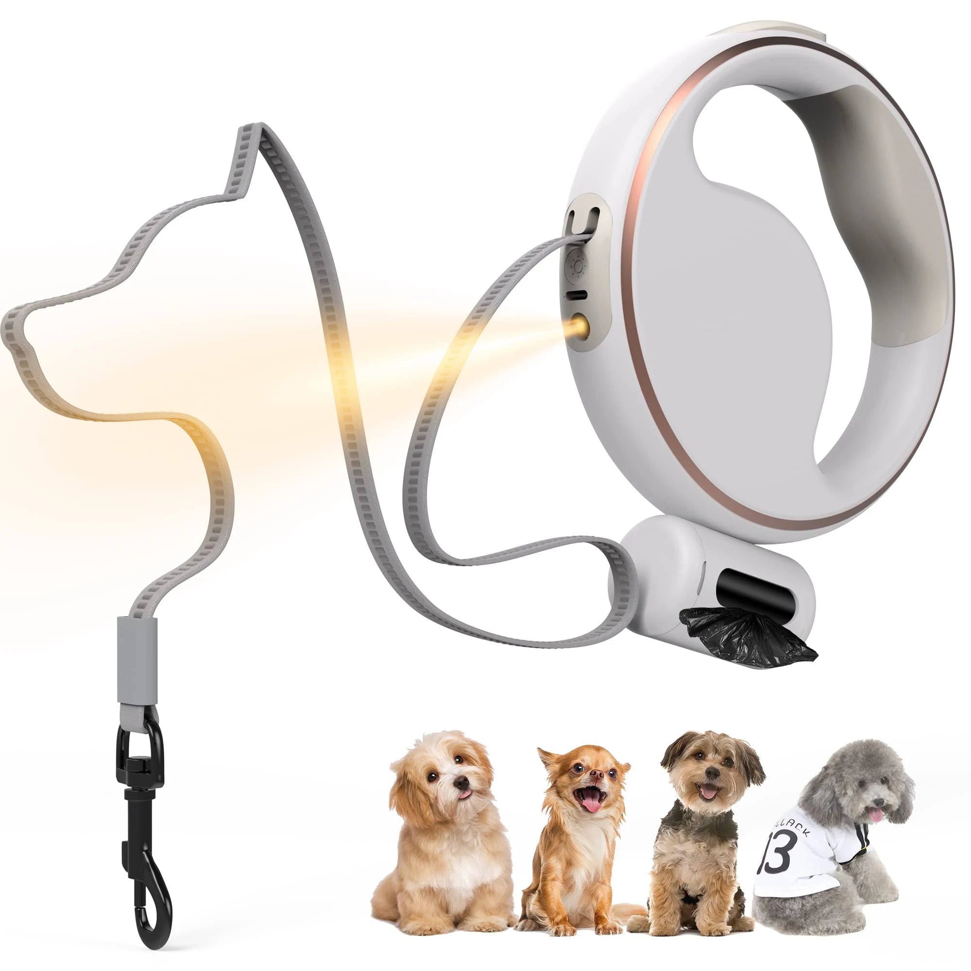 New Arrival LED Light-Up Dog Collar and Leash Set with Poop Bag Dispenser USB Rechargeable Plastic Material