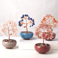 Wholesale Crystal Money Tree Ceramic Bowl Base Crystal Wealth Tree  for Desk Decoration