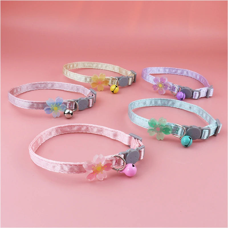 Wholesale Reflective Floral Multicolor Flower Cat Collar With Bell