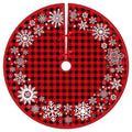 Christmas Tree Skirt Red and Black Plaid Buffalo Christmas Tree Skirt Classic Santa Pattern for Xmas Holiday Party Tree Mat