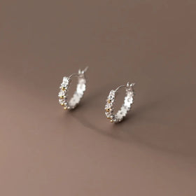 Wholesale 925 Sterling Silver Flower Earrings Middle Gold Color Daisy Clip Earrings for Women 2024 New
