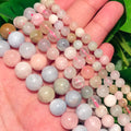 Wholesale 4/6/8/10/12mm Natural Morganite round Beads Colorful DIY Jewelry for Handmade Stone Beads