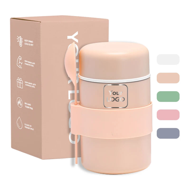 Source Factory 400ml Food Flask With Spoon 304 Stainless Steel Vacuum Insulated Tumbler
