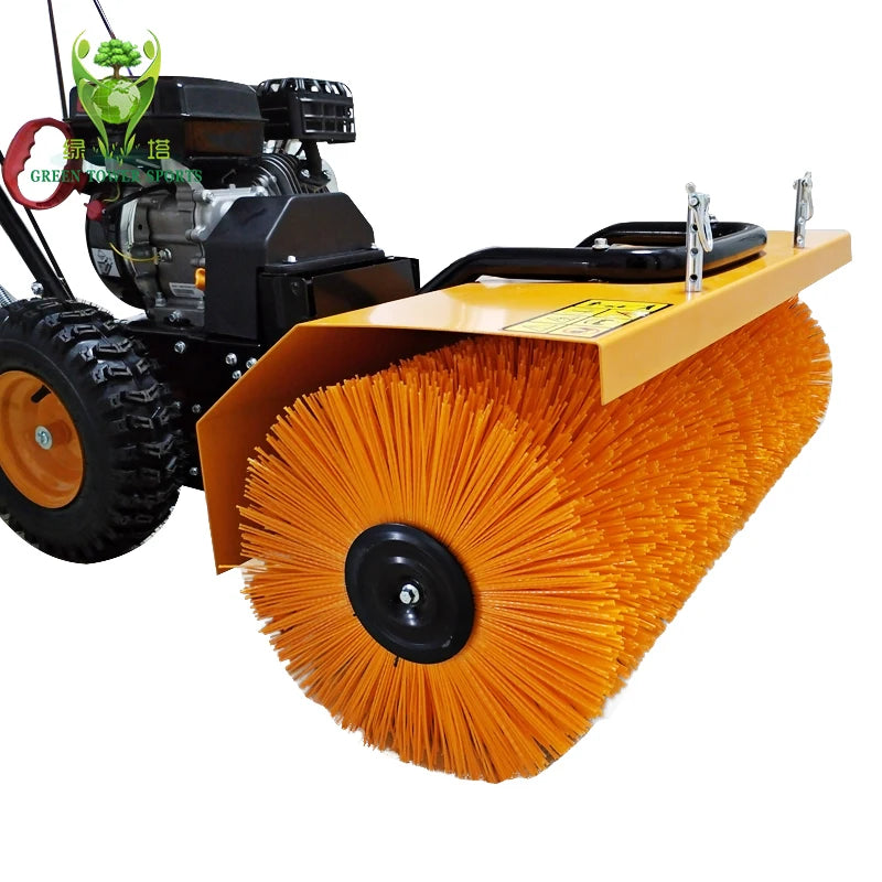 4-Stroke Steel Lawn Sweeper 6.5HP Handheld Power Broom Turf Brushing Cleaning Machine 800mm Working Width Household Snow Blower