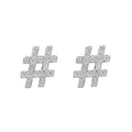 Fashion Tiny 925 Sterling Silver Symbol # Sign Logo Zircons Stud Earrings for Women