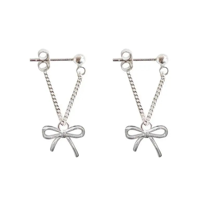 925 Sterling Silver Bowknot Stud Earrings Cute Allergy-Free Wedding Jewelry Accessories Brincos for Women for Engagement