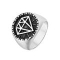 Fashion Jewelry Rings Personalized Punk Finger Band Vintage Diamond Pattern Stainless Steel Ring for Men Size 7-13