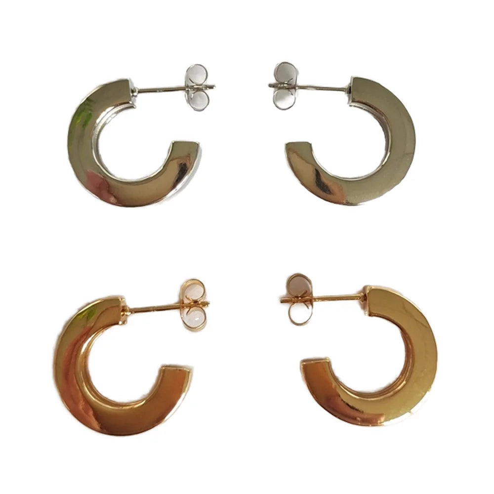 French High-End 18K Gold Plated C-Shaped Women's Hoop Earrings New Trendy Geometric Fashion Jewelry Waterproof Stainless Steel