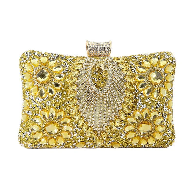 Cross-border New Arrival Diamond Sunflower Dinner Bag Rhinestone Party Crossbody Dress Women's Handbag Clutch