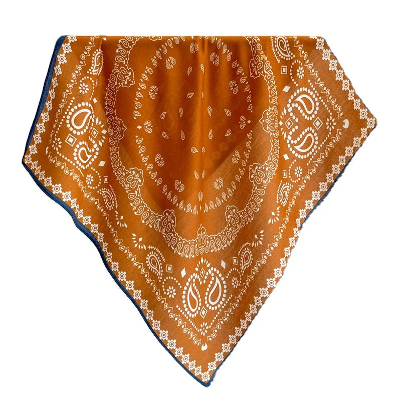Custom Digital Printing Bandanna Small Square 100% Pure Charmeuse Silk Paisley Scarf