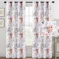 Amity American Printed Blackout Curtains with Flower Pattern Eyelet Windows Shades Living Room House