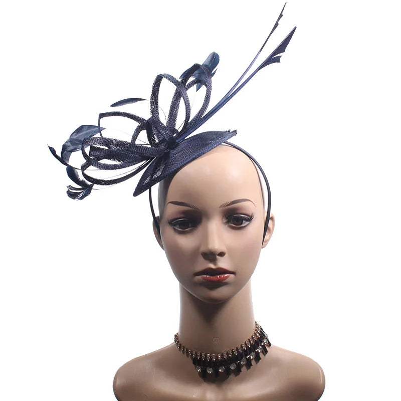 Factory Wholesale Custom Made Elegant Lady Sinamay Fascinator Hats Wedding and Party Women Small Ceremonial Hat