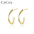 CZCITY Fashion Matel Jewelry Ear Cuff Trendy Silver Woman Man 925 C Shape Unique C-Shape Hoop Earrings