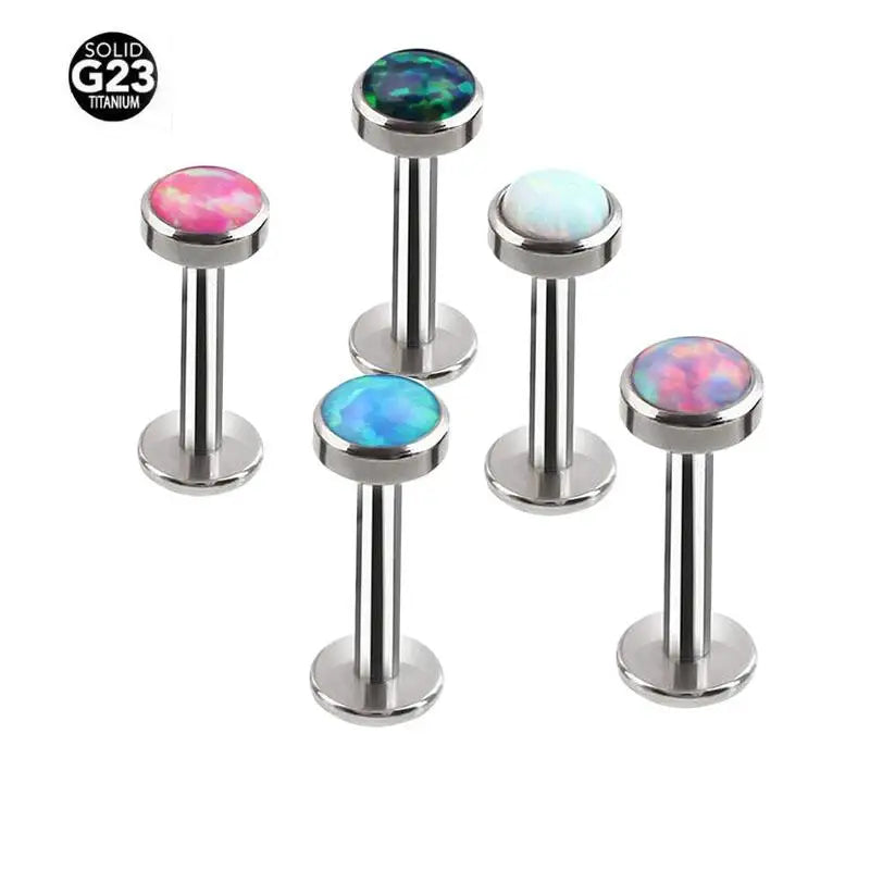 G23 Titanium Lip Rings Fashionable Opal Labret Stud Ear Tragus Piercing Jewelry for Women and Men for Wedding Party and Gift