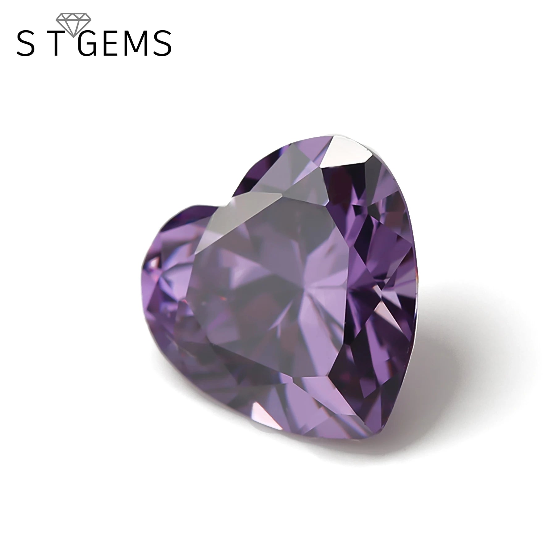 Ready to Ship 200 Pcs CZ Heart Cut Stone Amethyst Purple Cubic Zirconia Diamond Stones for Bracelet