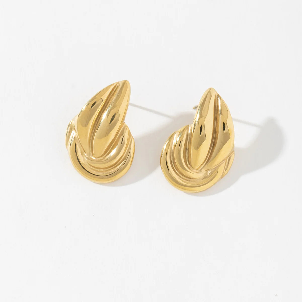 Unique Design Waterproof Chunky 18k Gold Stainless Steel Irregular Stud Earrings