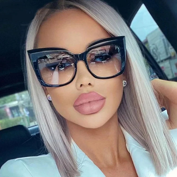 Jiuling Female Driving Shades Ins Style Personality Retro Candy Color Cat Eye Big square Frame Cycling Sunglasses