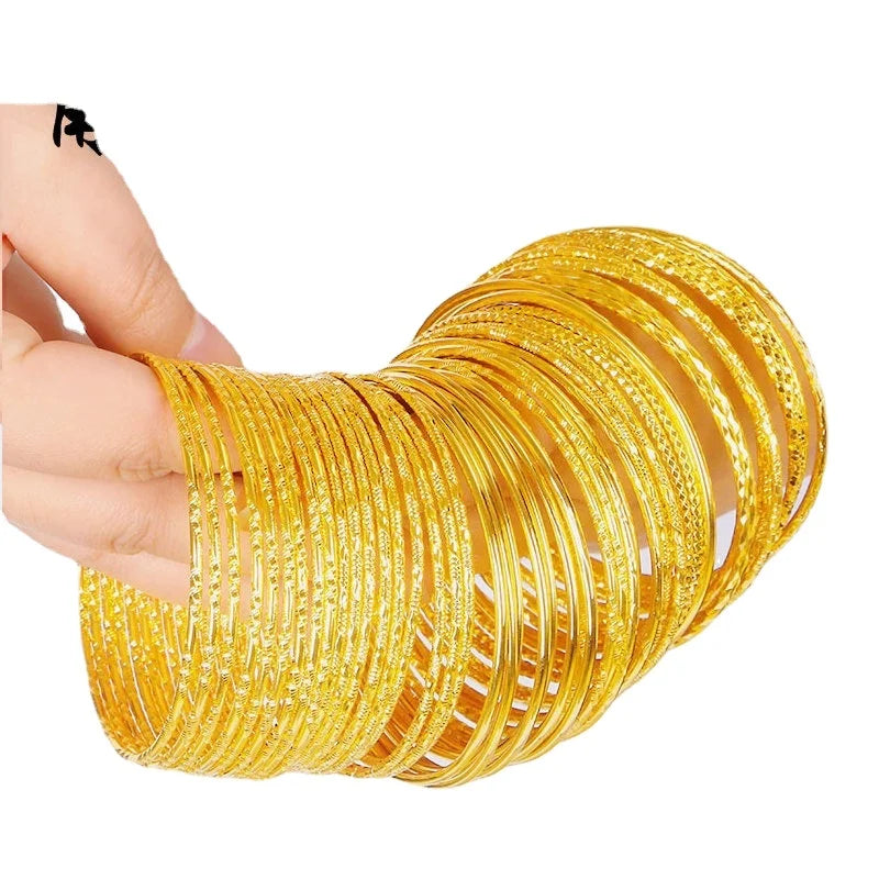 Dubai Jewelry Thin Circle Bracelet Brass Gold PlatedCoil Brass Gold PlatedBoho Style Coil Bracelet Jewelry Gold PlatedJewelry