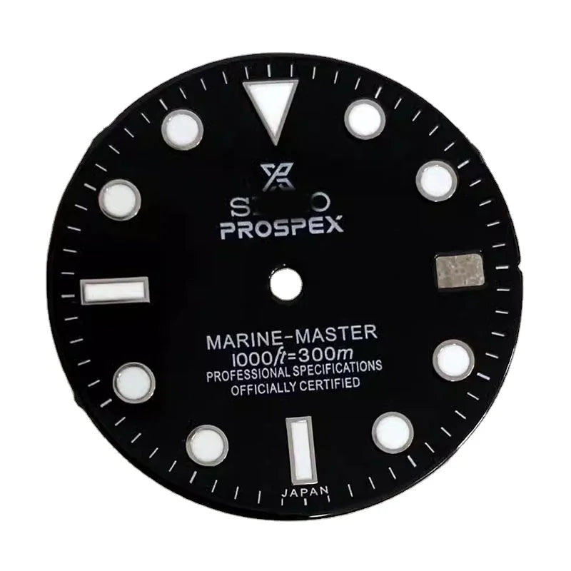 28.5mm Black Enamel Green Luminous Watch Dial Suitable for NH35/36