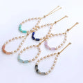 90s Boho Delicate Freshwater  Pearl Beads Natural Gem Stone Tube Bead Charm 14k Gold Filled Metal Bracelet Jewelry Women