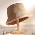 Wholesale Fashion New Berber Fleece Reversible Bucket Hat Stock Solid Shade Warm Fisherman Hat for Women and Men