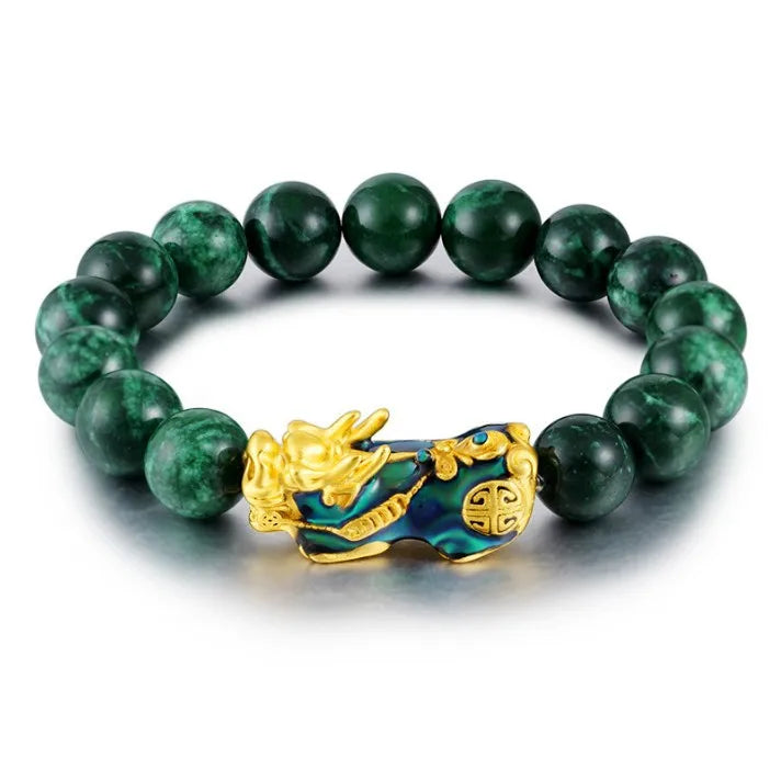 Real Jade Lucky Pearl Jewelry Charms Bracelet Lucky Ruby Punk Amethyst Gold Natural Adjustable Jade Bead Bracelet Bangles