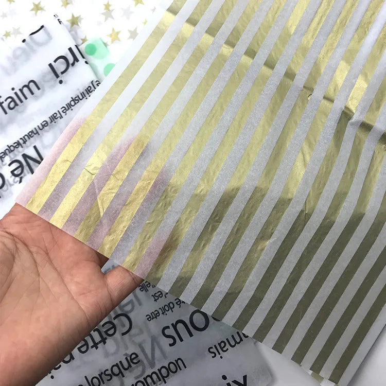 Custom Logo 17 Gsm Gold Printed Recycled Materials Packaging Gift Sheets Food Grade Tissue Wrapping Paper for Clothing & Shoes
