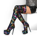 New Arrivals Winter Platform Stiletto Heels Ladies Over-the-Knee Boots Stretch Fabric Arch Support Anti-Slippery