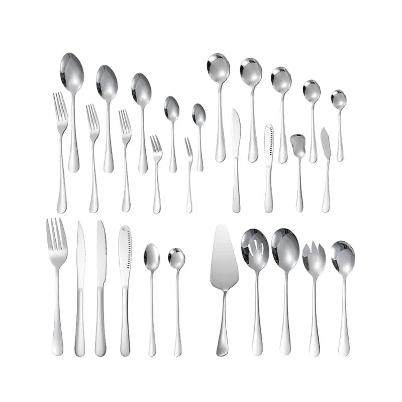 Hot Sale 1010 Series Stainless Steel Flatware 30 Pcs Set Steak Knife and Fork Silverware Restaurant Cutlery Set