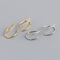 Fashion Earrings Jewelry 925 Sterling Silver Gold Plated Shiny Cz Diamond Cross Double Line Ear Cuff Earrings Jewelry for Women