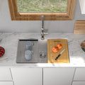 Sarlai Group 30"x19"  Single Bowl Ledge Workstation Undermount  White Granite Composite Kitchen Sink