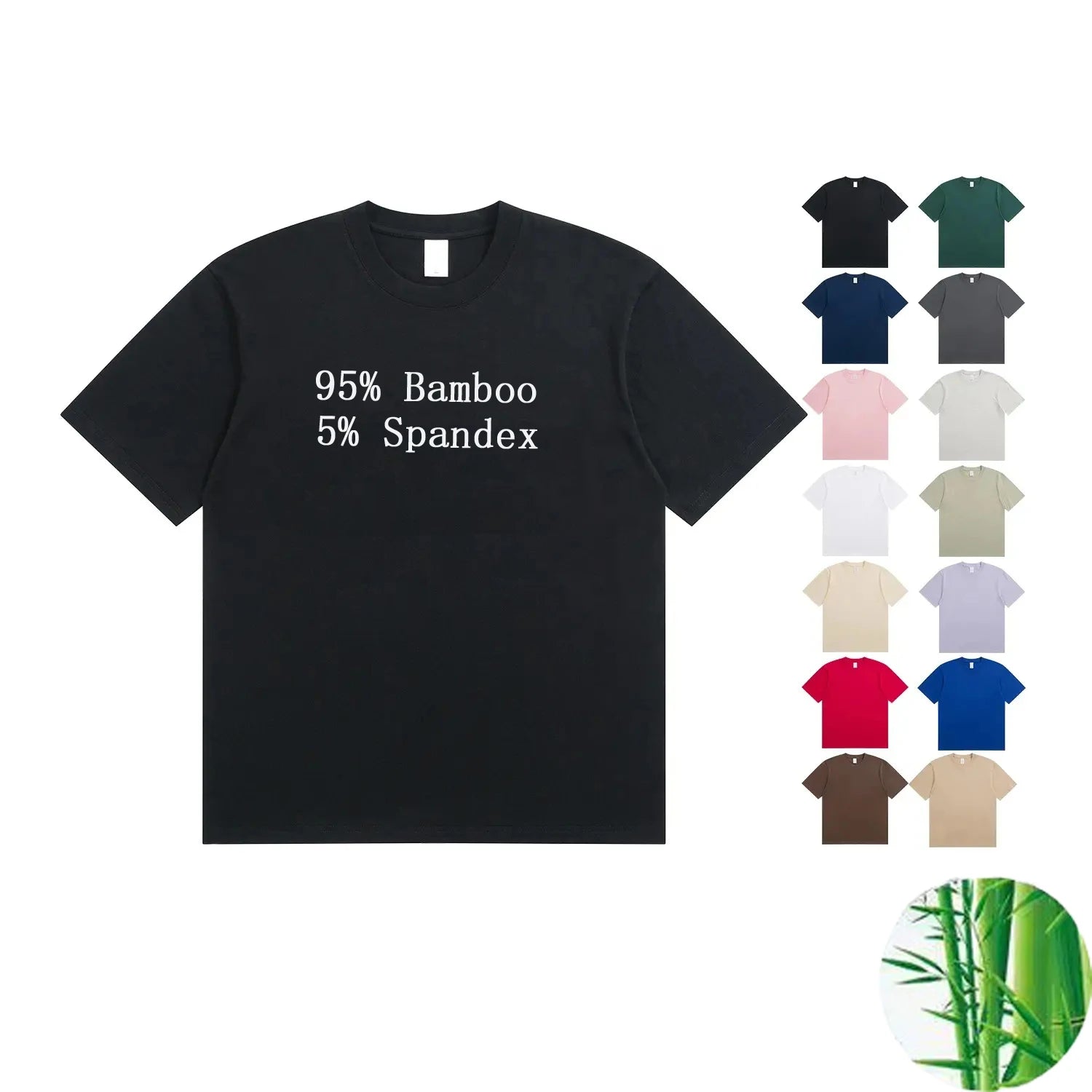 Customizable Men's Regular Fit T-Shirt 95% Bamboo 5% Spandex Breathable Heavyweight Crew Neck Short Sleeve Heat-Transfer Printed