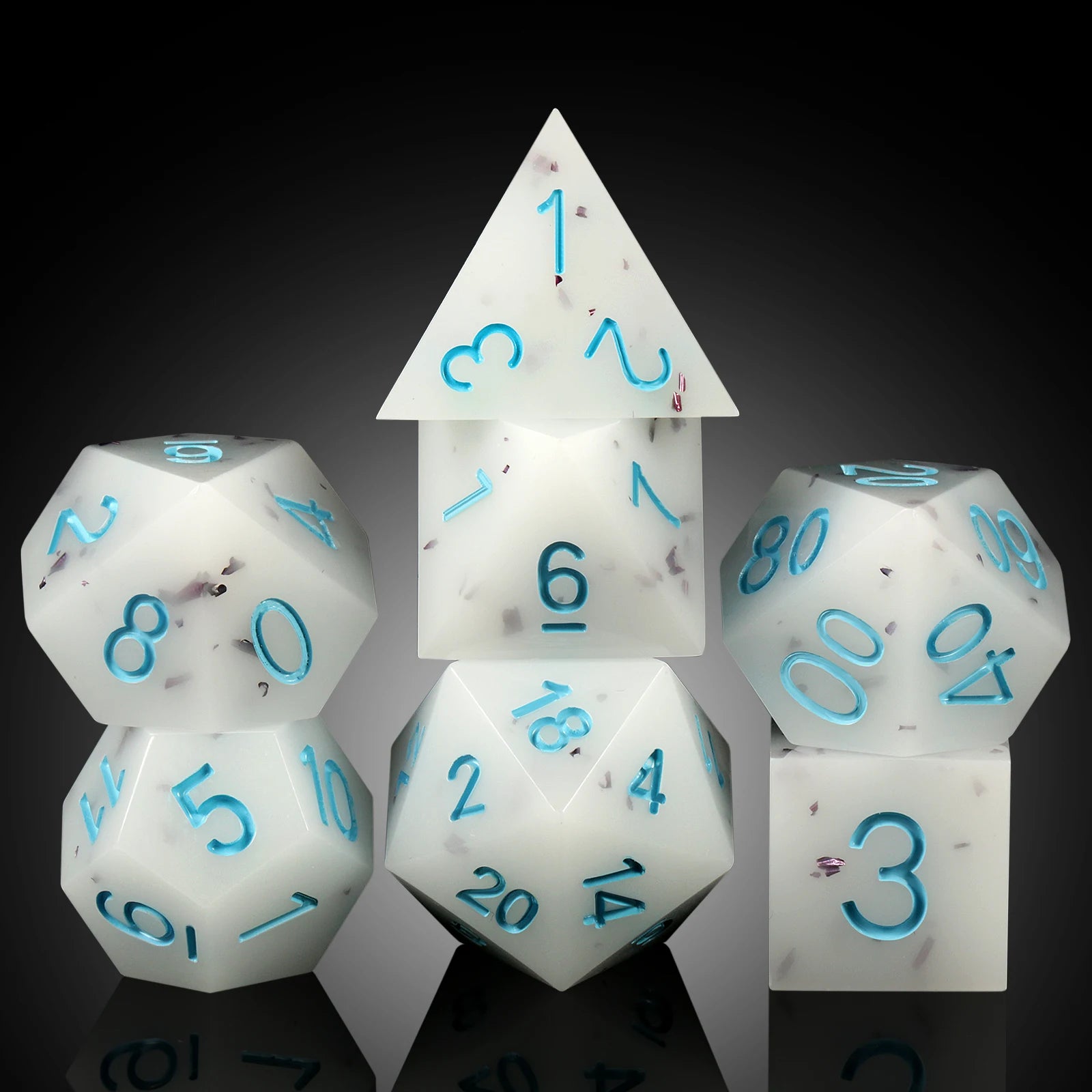Polyhedral Square Ice Cream D&D Dice 7-Piece Resin Sharp Edge DND Set with Gift Case for Dungeons & Dragons Game (Sea Salt)