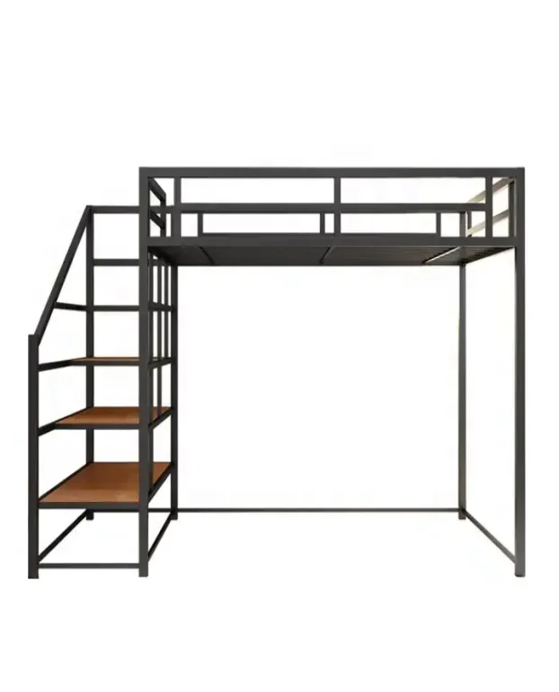 Best Sales Small Apartments Bunk Bed the Loft Bed with the Left Staircase