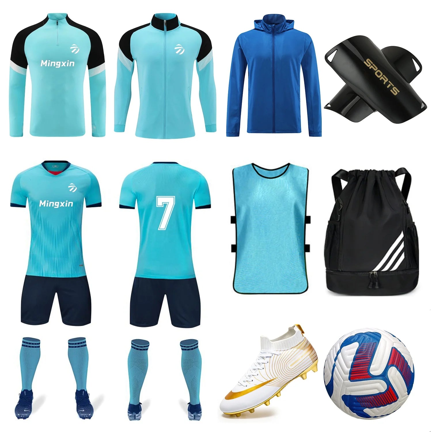 2024 Professional Soccer Uniforms Unisex Comfortable Long Sleeve Youth Soccer Jersey Football Kits Full Set Soccer Kit