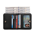 RFID Protection Polyester Lining Slim Genuine Leather ID Credit Card Holder Wallet for Women Short Bifold Clutch Purse