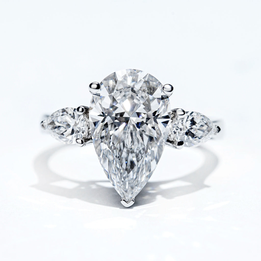 Ready to Ship MSR-1155 18K Gold Wedding Engagement Rings Pear Cut 3ct E VS1 Lab Grown Diamond Rings