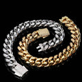 Wholesale Fashion Hip Hop Iced Out Clasp Cz Curb Men's Bracelet 18k Gold Plated Stainless Steel Cuban Link Bracelet for Men Gift