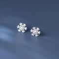 S925 Sterling Silver Fashion Cubic Zirconia Snowflake  Stud Earrings for Women Christmas Gifts
