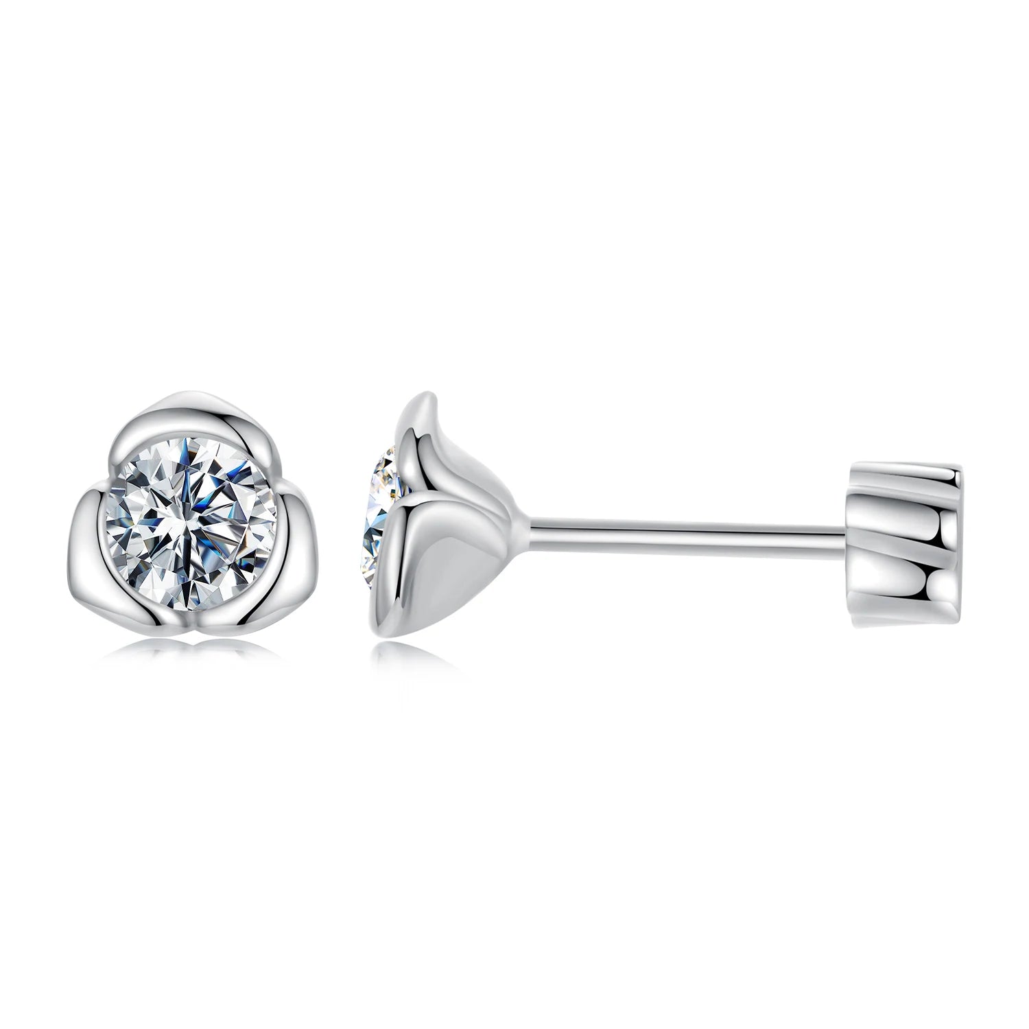 Luxury 4mm 925 Moissanite Stud Earrings for Women Fine Minimalist Elegant Wedding Studs Wholesale Small Silver Fancy Earjewelry