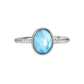 Hot Sales New Fashion Jewelry 925 Sterling Silver Jewelry Natural Blue Oval Shape Ring Genuine Larimar Ring for Women Girl Gift