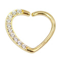Eternal Metal14K Gold Pave CZ Heart Shape Cartilage Earring Seamless Ring Body Jewelry