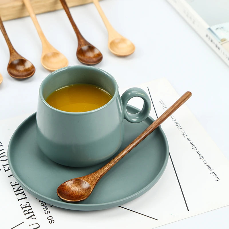 IDEAL BAMBOO 7.6-Inch Long Handle Nanmu Gugertree Wooden Spoon Sustainable Kitchen Utensil for Honey/Coffee/Tea Made