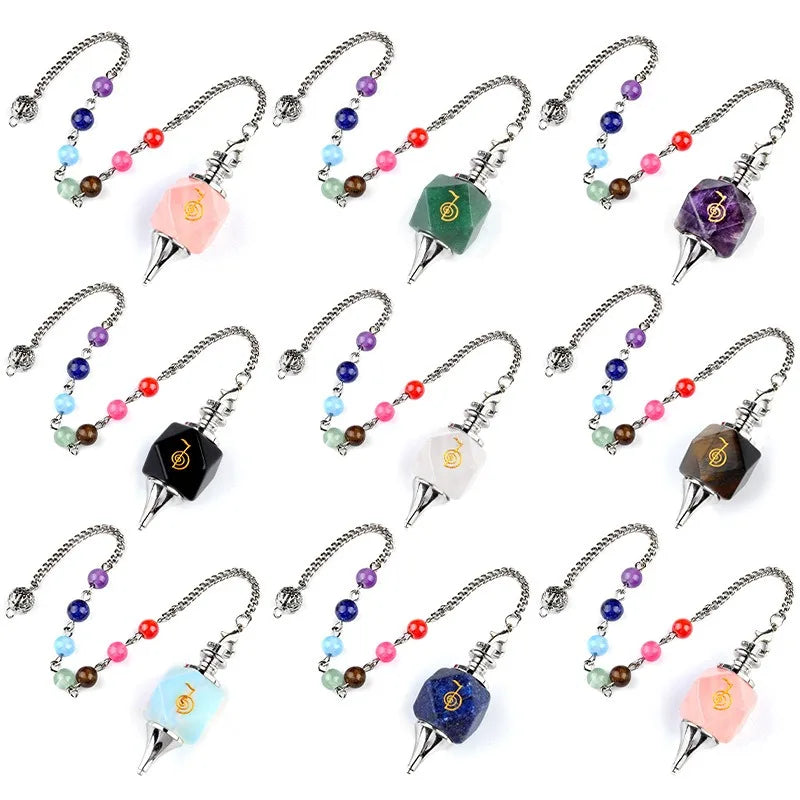 Healing Crystal 7 Chakra Beads Cho Ku Rei Pendulum Spiritual Pendulum Dowsing Pendulum Divination Gemstone Cho Ku Rei